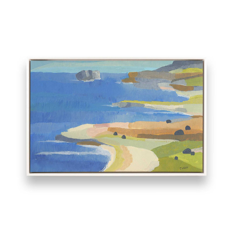 Impression sur toile Irish Coastal Whimsy, Cadre flottant blanc, H 22 po x l 32 po x P 1,75 po