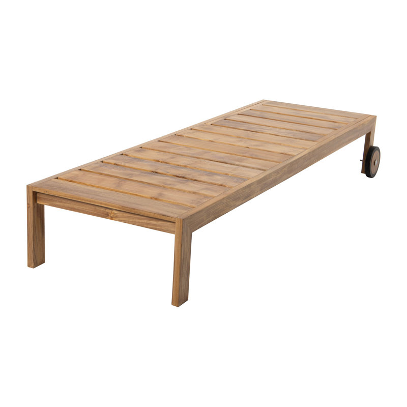 Venice Outdoor Teak Chaise Lounge, Camel