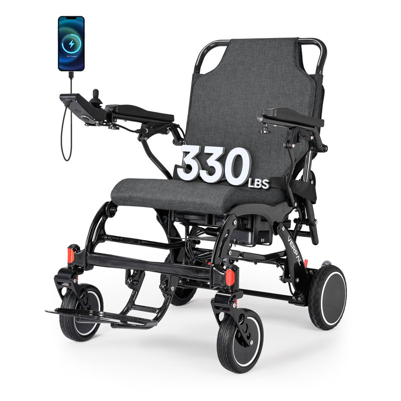 21" Wide Carbon Fiber Foldable Electric Wheelchair For Adults, Lightweight Power Mobility Chair With 20-Mile Range, Airline Approved, 330 Lb Capacity