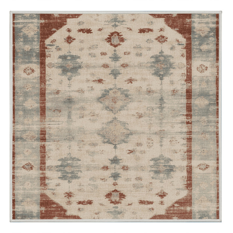 Machine Washable Overdyed Beige Area Rug, Square 5'