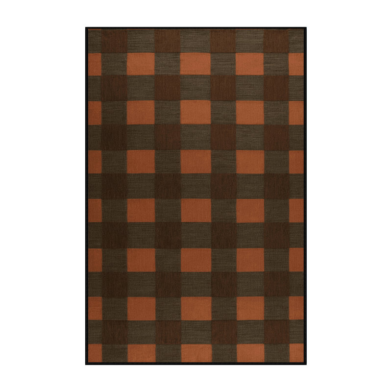 Tapis brun à carreaux lavable à la machine, Rectangle 2 pi x 3 pi