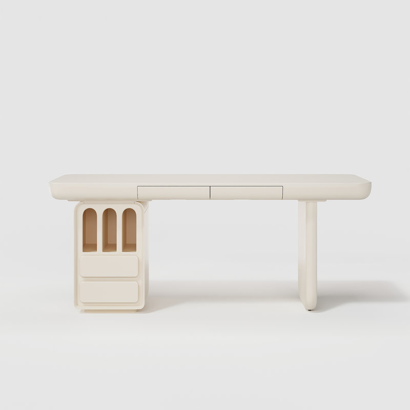 Drish Modern Cream Office Desk With Drawers
