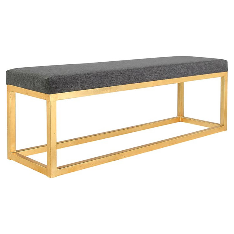 Upholstered Bench, Gold Leaf/Charcoal