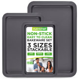 NutriChef Non-Stick Aluminum 3 Piece Baking Sheet Set