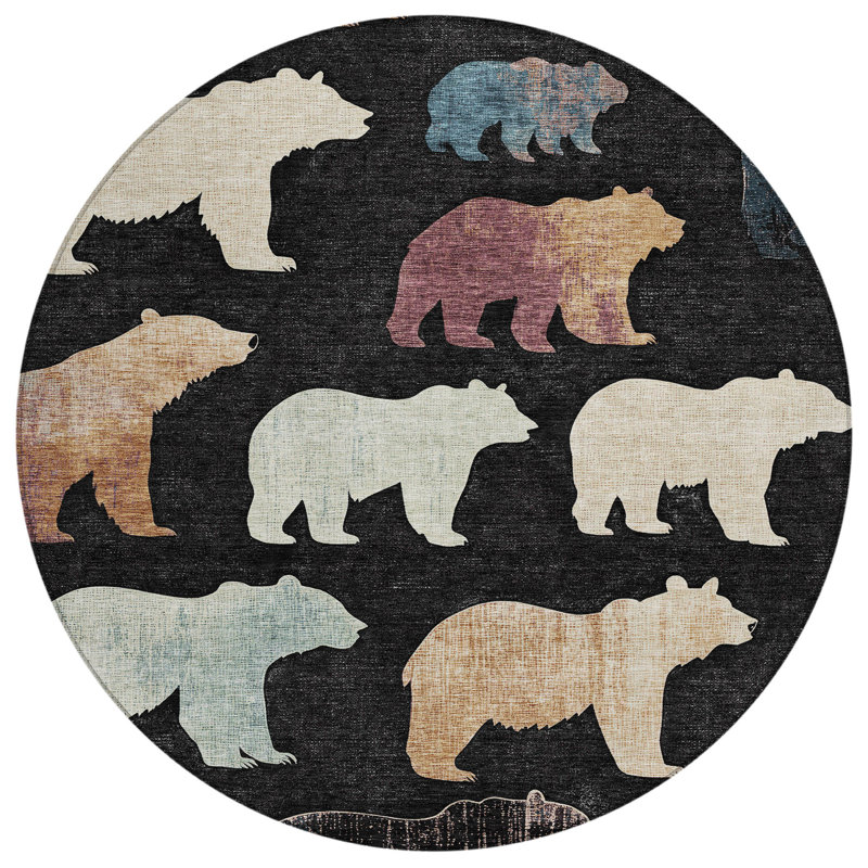 Machine Washable Indoor/Outdoor Adalaide ACN2338 Lodge Rug, Round 8'