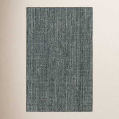 Blue White Hand-Woven Striped Rug