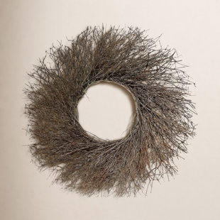 Dried Natural Quail Brush Twigs 22" Fall Wreath