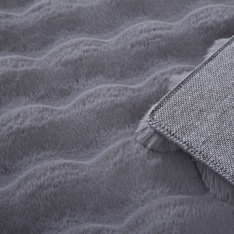 Solid Colour Knitted Area Rug, Anthracite, Rectangle 120 x 160 cm