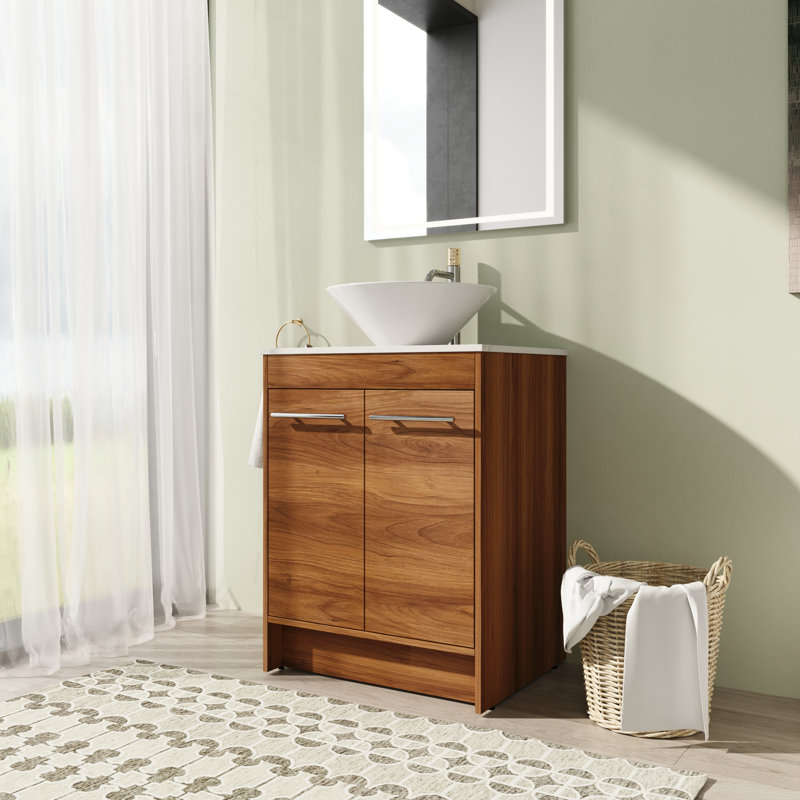 Meuble-lavabo simple avec plateau de meuble-lavabo 23,67 po Qailah