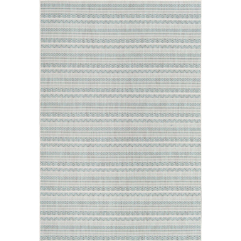 Tapis bleu sarcelle intérieur / extérieur Hewitt, Rectangle 6 pi x 9 pi