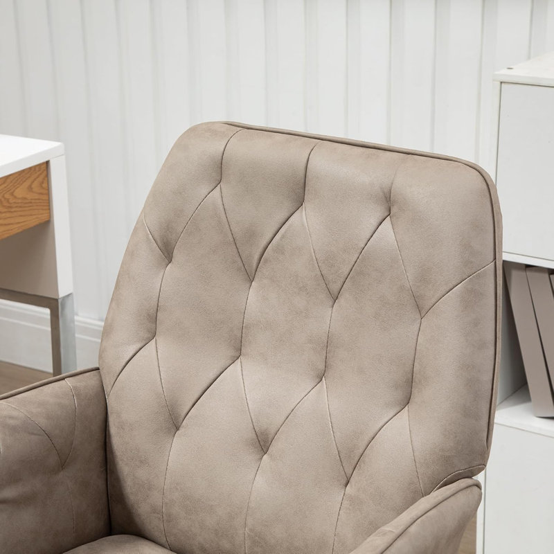 Light Grey Leather Swivel Task Chair with Chrome Base