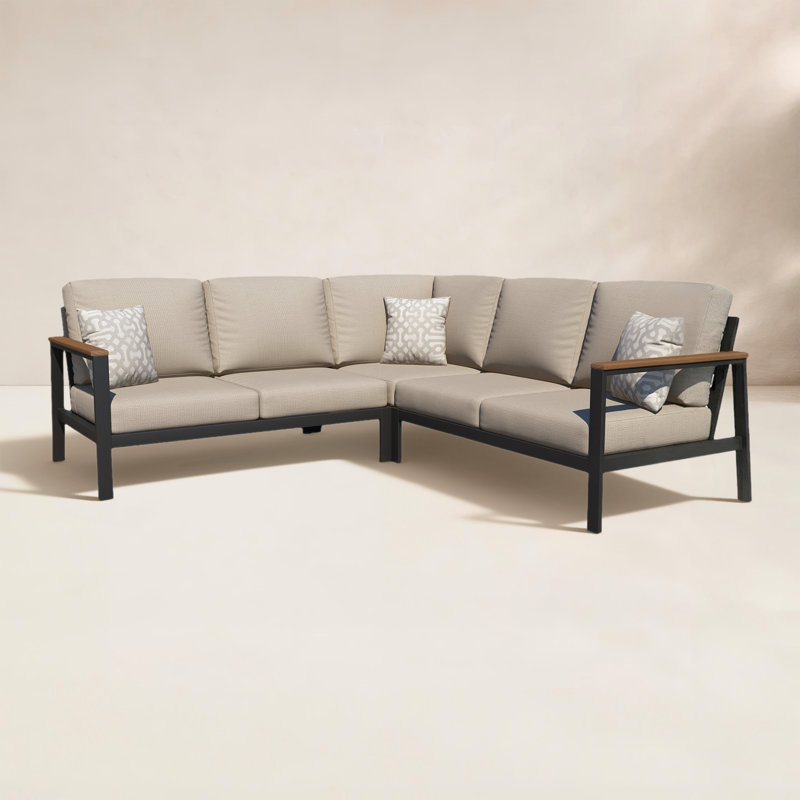 Townsend Outdoor 5 Person Sectional Seating Group With Sunbrella Cushions, Cast Silver Sunbrella®