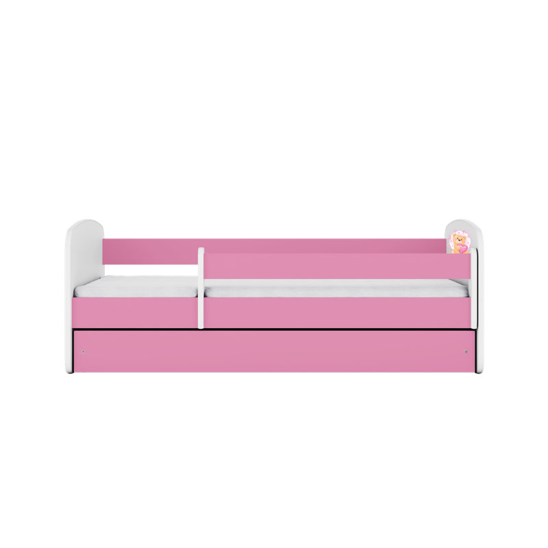 Cicero Drawer Convertible Bed and Mattress, European Toddler (80 x 180 cm), Pink/White