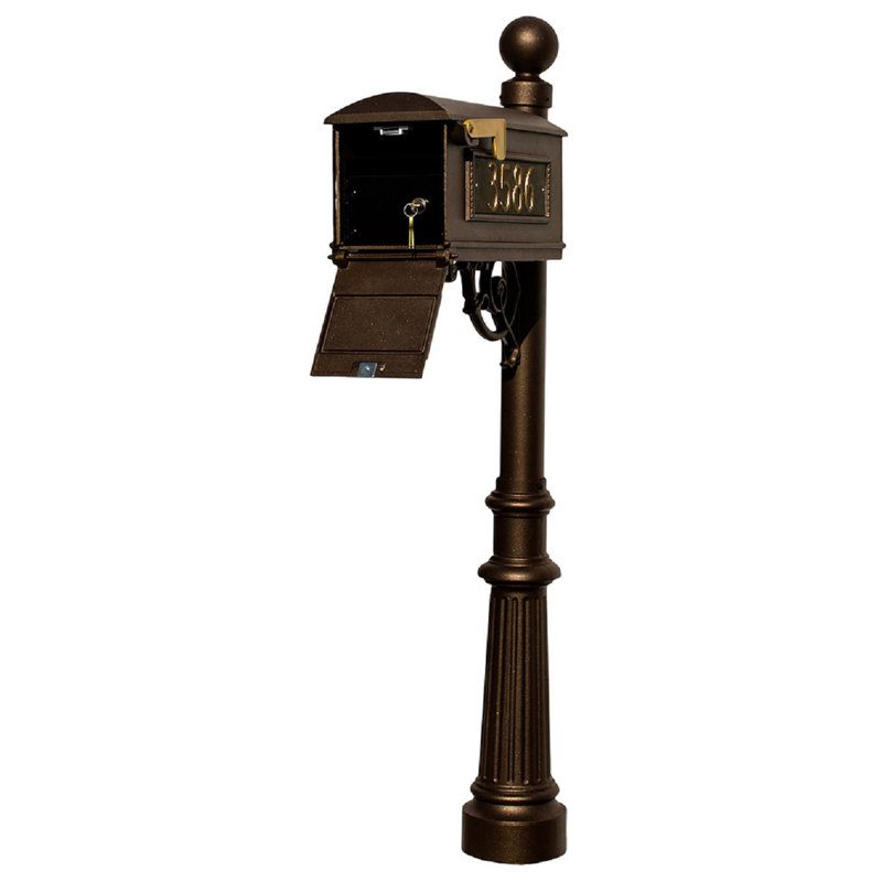 Lewiston Aluminum Post Mounted Mailbox, Yes