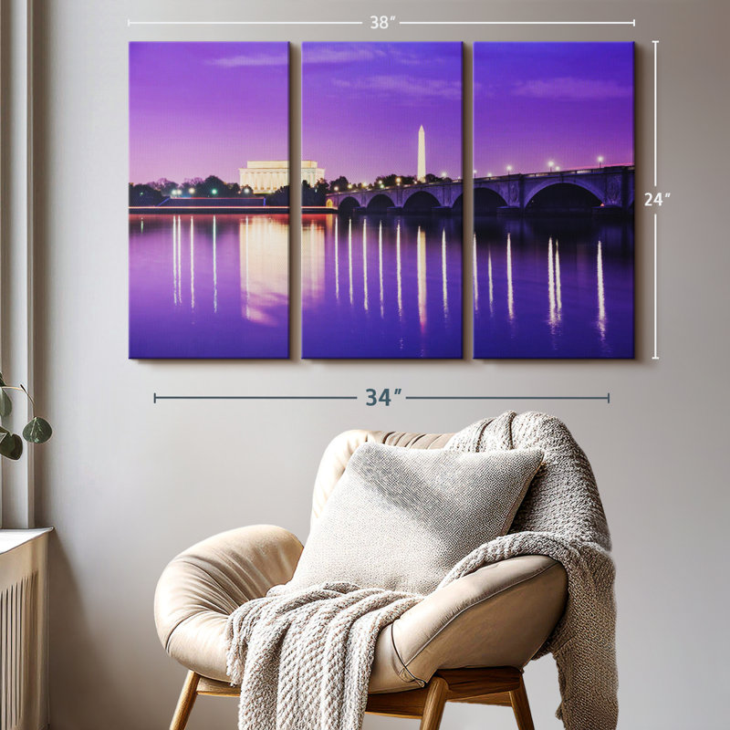 «View Across The Potomac» sur toile, H 24 po x l 38 po