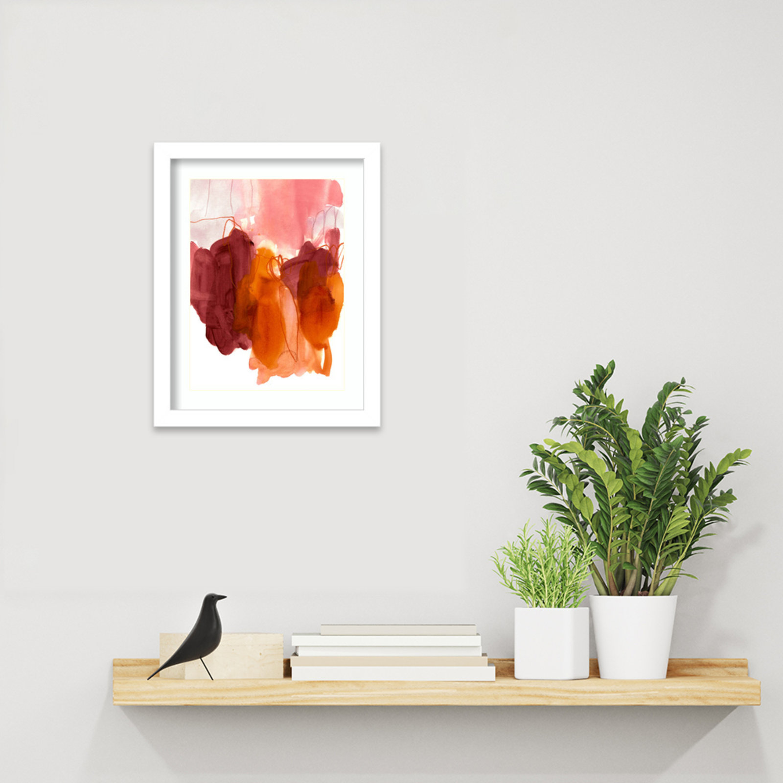 Orelia "Abstract Painting X" Print, White, 13" H x 11" W