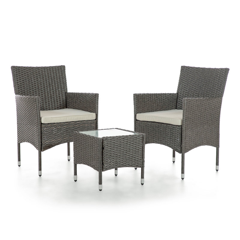 Ensemble de conversation pour 2 personnes avec coussins Evanas, gris