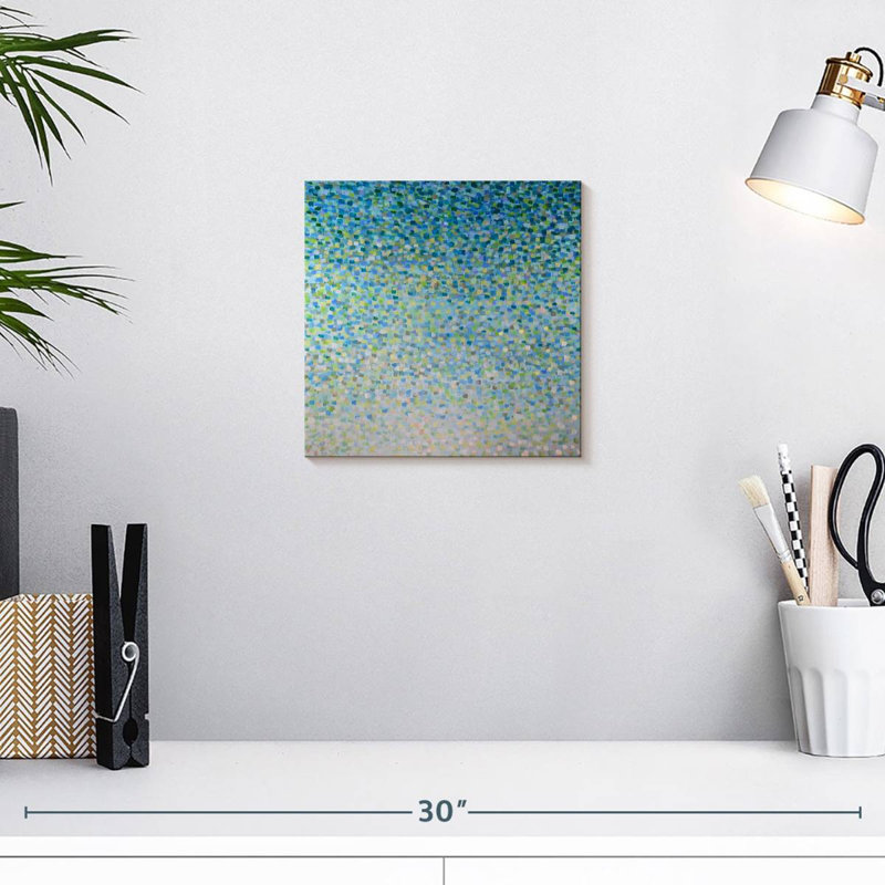 Verre bleu de mer, H 10 po x l 10 po