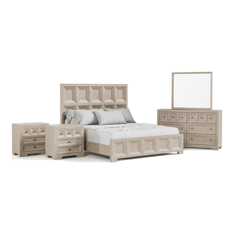 Ensemble de chambre à coucher 5 pièces Schell, Beige, Grand