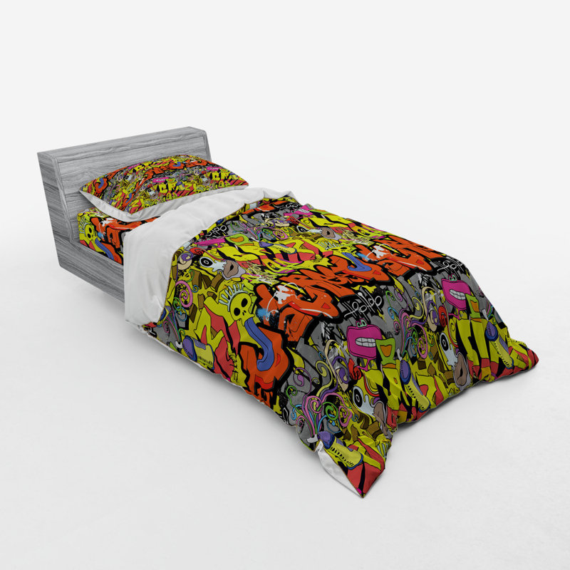 Ensemble de housse de couette graffiti, Housse de couette simple + 6 pièces supplémentai