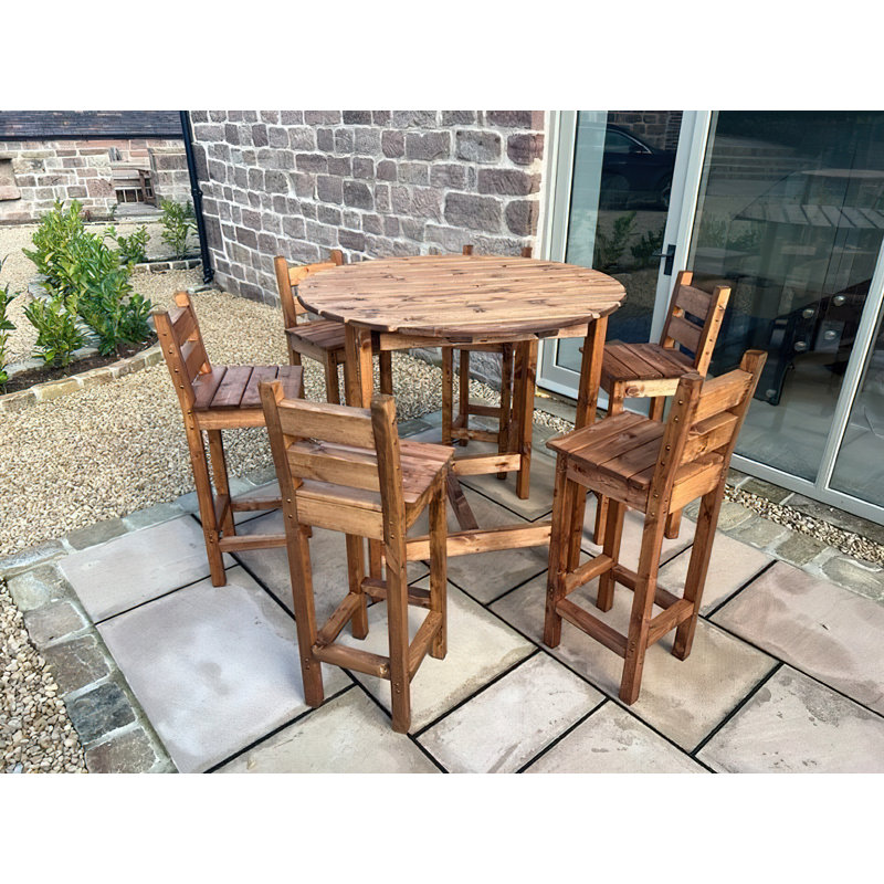 Imola 6 - Person Wood Patio Dining Set with Round Table