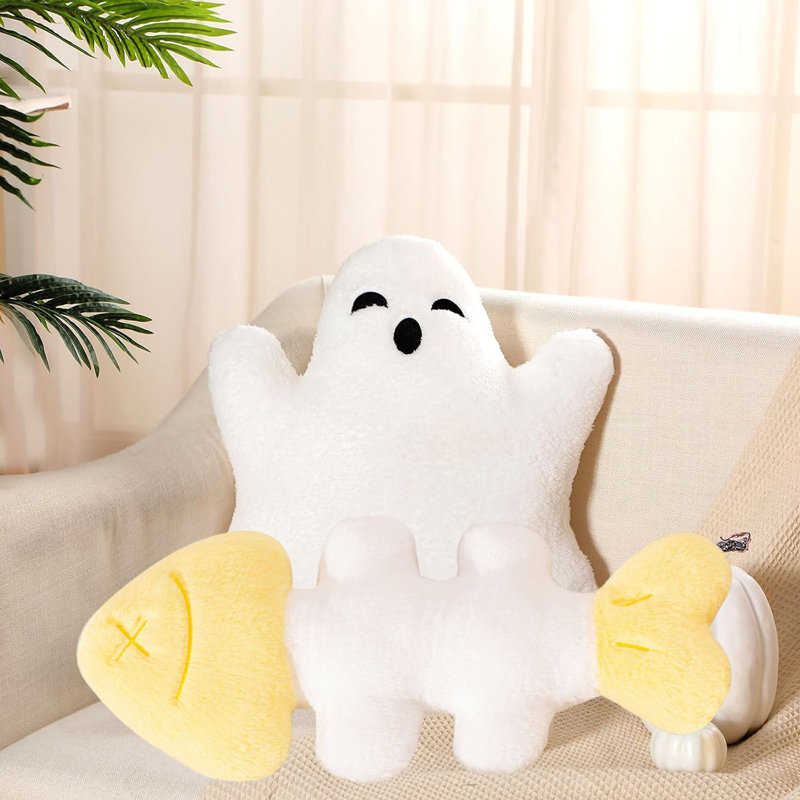 Coussin en peluche Fishbone, H 37,25 po x l 5,9 po, Jaune