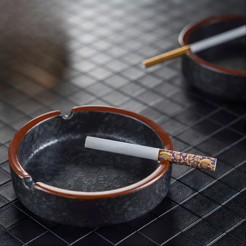 Lava Black Stylish Ceramic Ashtray, High-Value And Versatile Design, Suitable For Homes, Coffee Bars, Terraces, Indoor And Outdoor Use