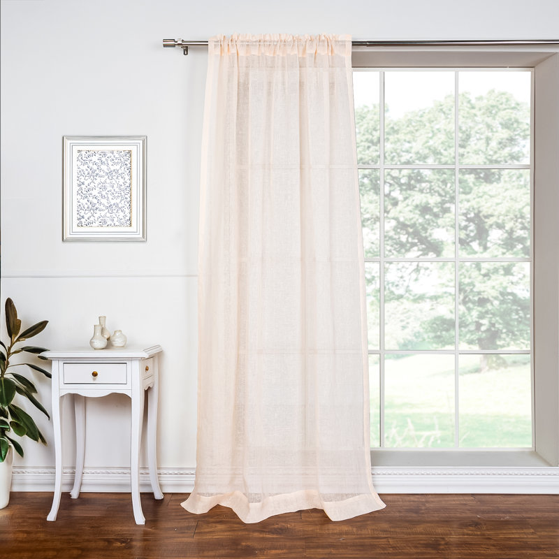 Larkin Linen Sheer Single Curtain Panel Panel, 52" W x 108" L, Pink