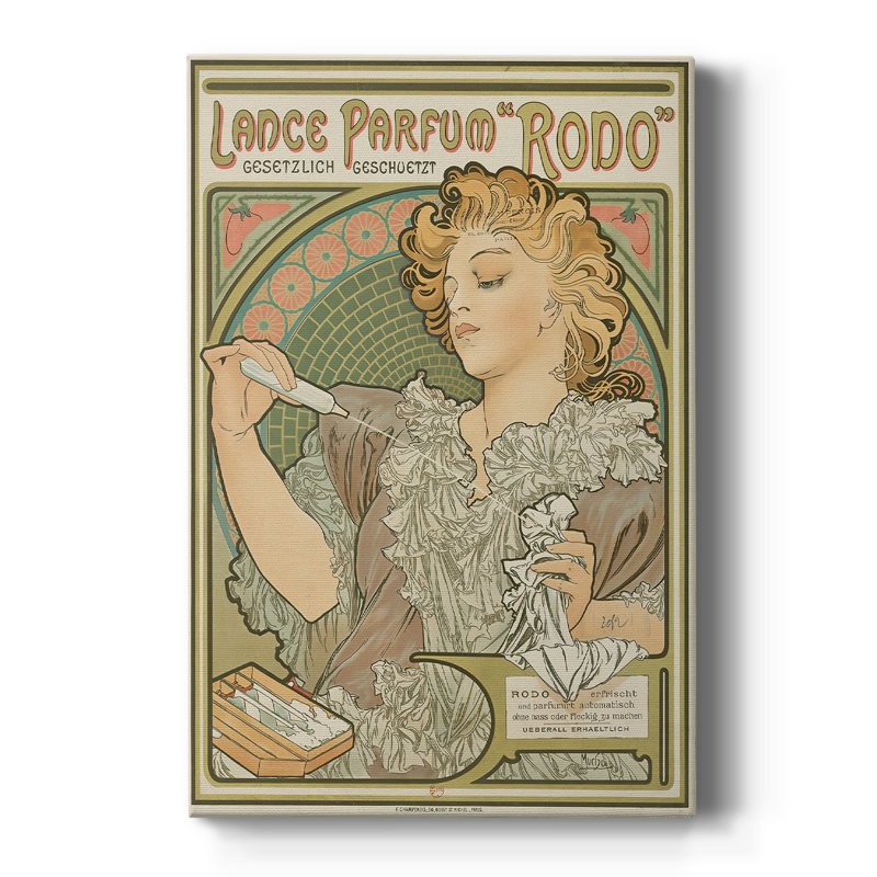 Lance Parfum «Rodo» - Toile tendue avec châssis par Alphonse Mucha, 18 x 27