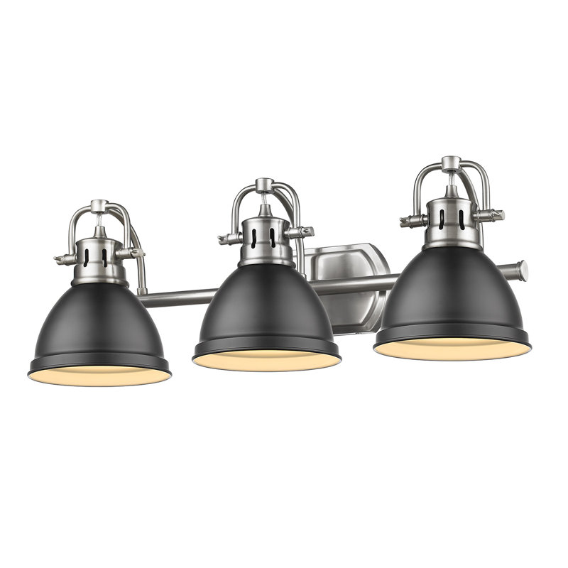 Éclairage pour salle de bain Drakeford, Étain, Noir mat, Trois lumières