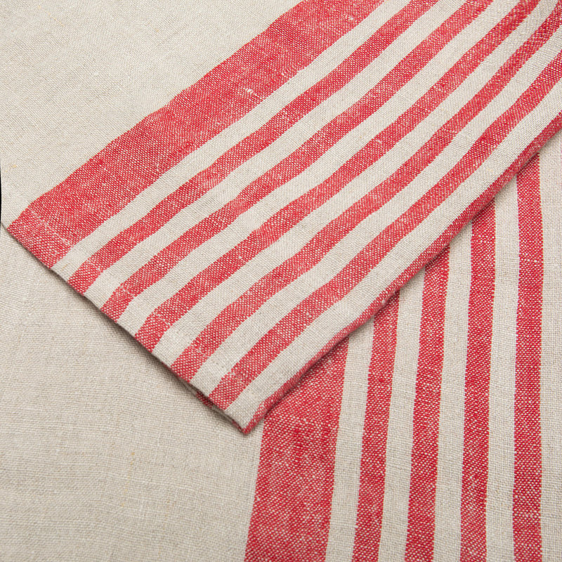 Brittany Striped Tea Towel, Natural/Red