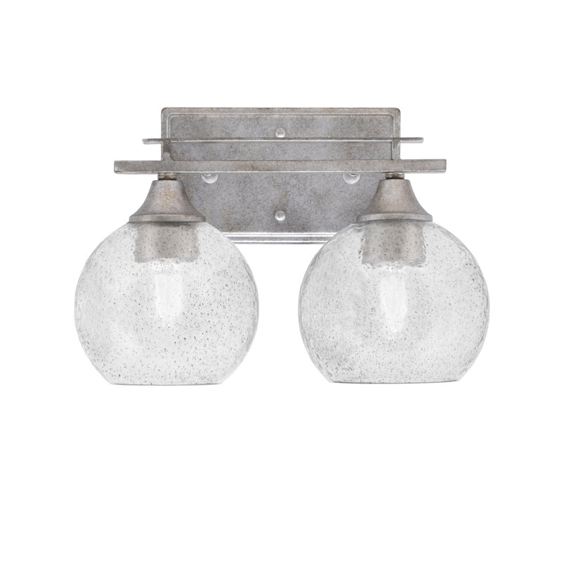 Uptowne 2 Light Bath Bar Shown In Aged Silver Finish With 5.75" Glass, Smoke