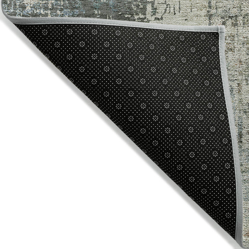 Tapis intérieur / extérieur bleu / beige / vert en polyester tissé à la machine Lummus, Rectangle 9 pi x 12 pi