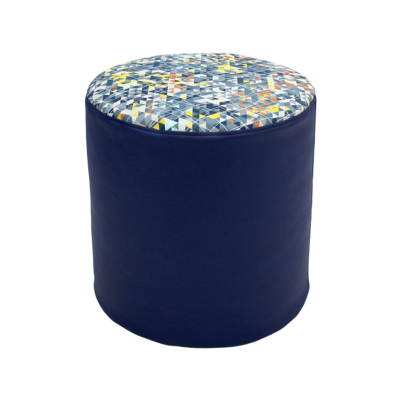 Pouf rond en édition limitée, Similicuir laurier bleu marine