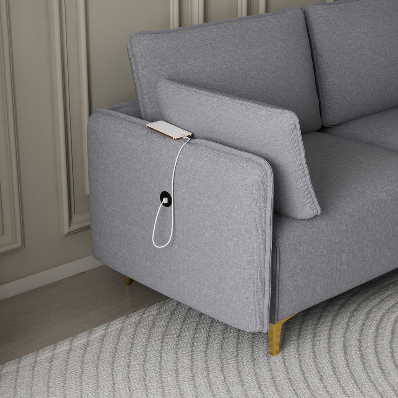 Canapé et chaise longue réversible 108,6 po Grandpre Grandpre, Polyester gris