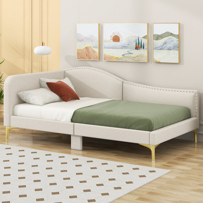 Lit de jour Ryliee, Lit simple, Beige