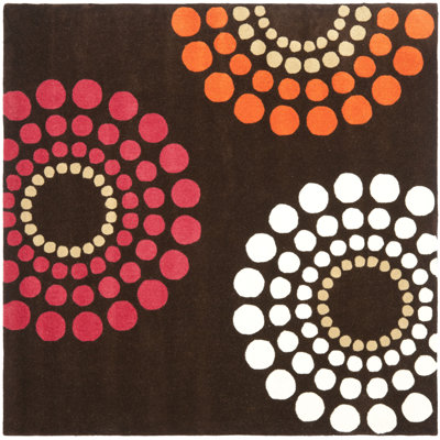 Faye Polka Dots Handmade Tufted Dark Brown Area Rug
