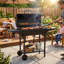 Double Sided Barrel Charcoal Grill, 760 sq.in. BBQ Grill with Side Tables & Wheels for Backyard Outdoor Cooking