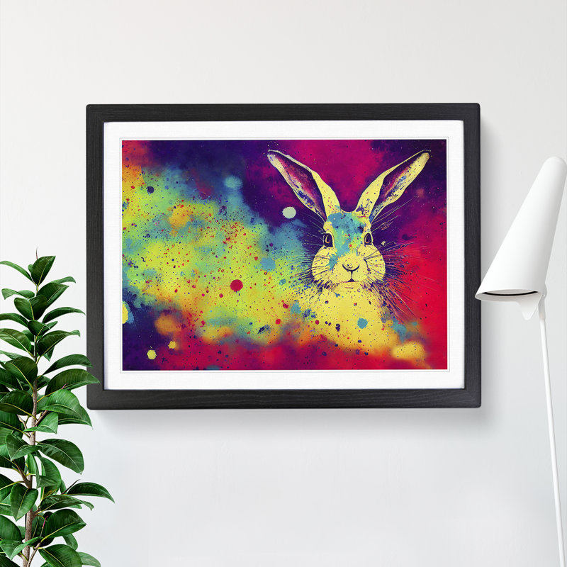 Hare Splash Vol.5 - Single Picture Frame Painting, 46cm H x 64cm W x 2cm D, Black