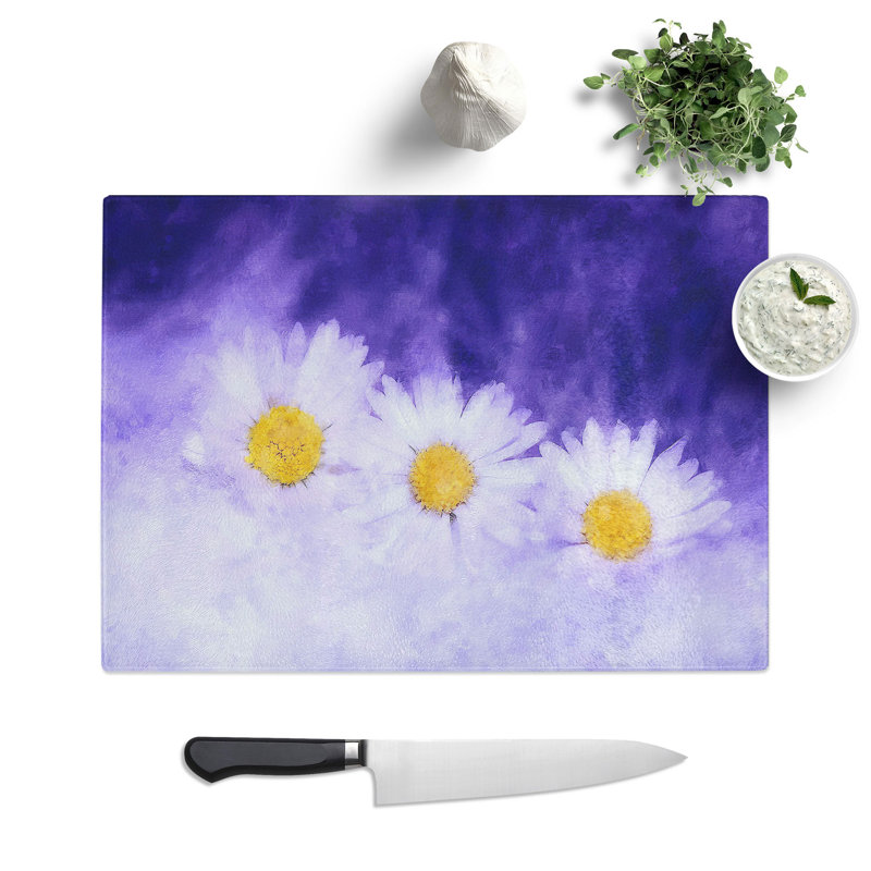 Three Daisies Chopping Board, 0.4cm H x 20cm W x 28.5cm L