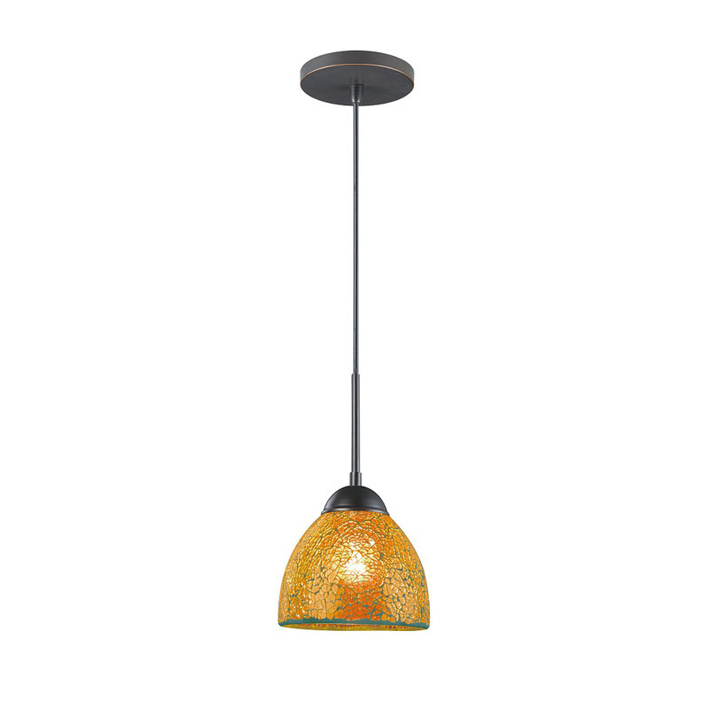 Luminaire suspendu pour dôme simple 1 lumières, Nickel satiné, Ambre