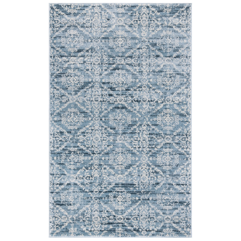 Tapis bleu / ivoire Rizwan Denim, Rectangulaire 3 pi x 5 pi