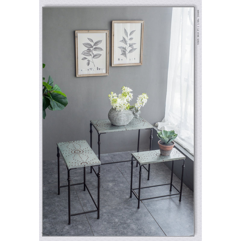 Ensemble de 3 tables gigognes Gilbert, supports à plantes polyvalents en métal pour une décoration intérieure compacte et élégante