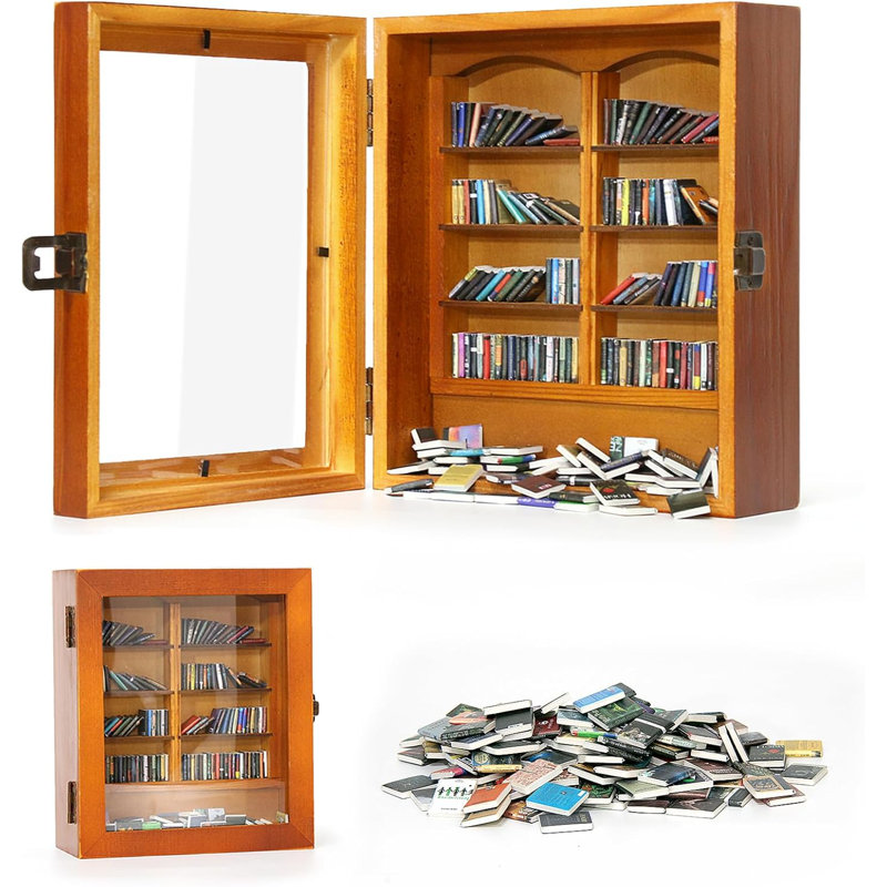 Anxiety Mini Bookshelf Ornament, Miniature Display Bookshelf With 200Pcs Mini Books, Mini Library Bookshelf Decor For Book Lovers Home Room Office