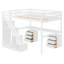 Lit mezzanine double avec bureau, 2 commodes et bande lumineuse à DEL - Structure de lit en bois compacte, blanc-2017661391-2017661388