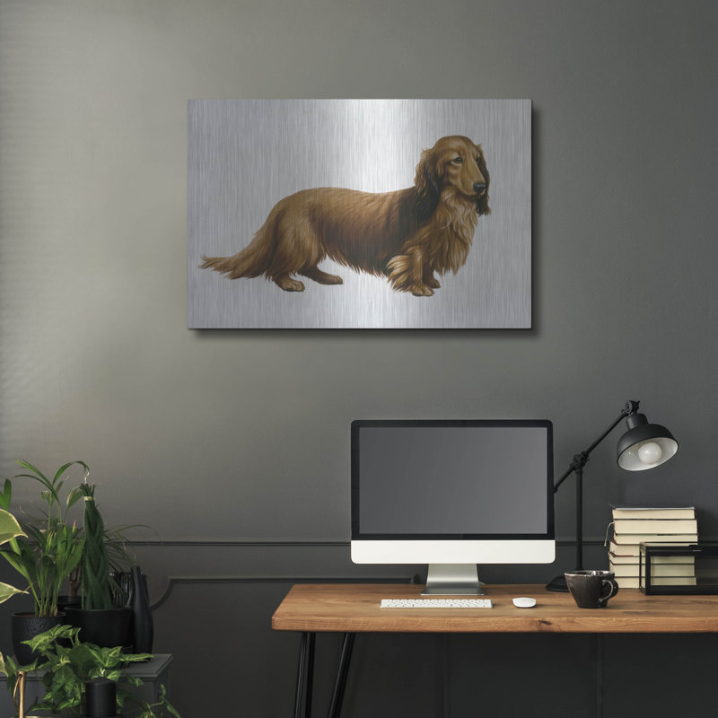 Red Barrel Studio® «Dachsund» par Harro Maass, art mural en métal, H 24 po x l 36 po
