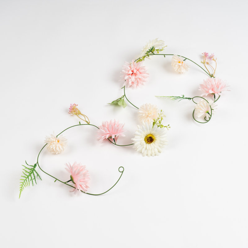 180cm Gerbera & Dahlia Droplet Garlands Pack 6, Pink