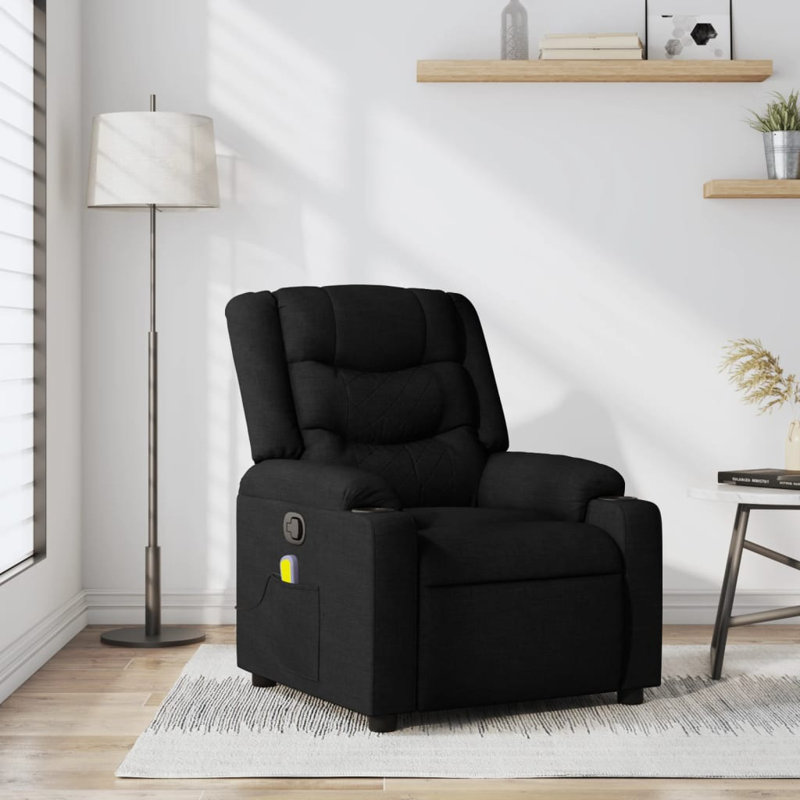Vidaxl Massage Recliner Chair, Black, Fabric