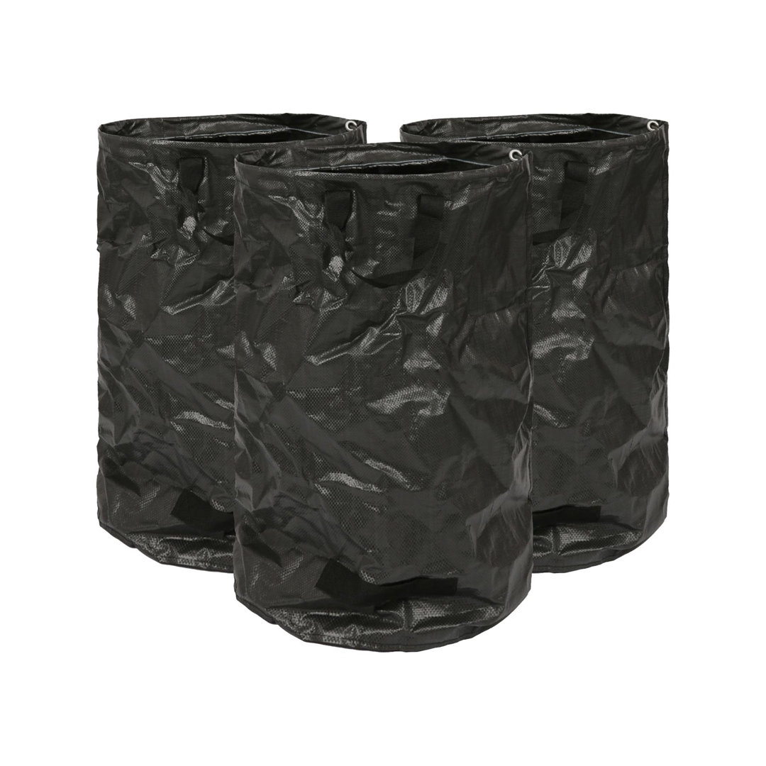 120L Garden Waste Bags with Handles - Black - 3x
