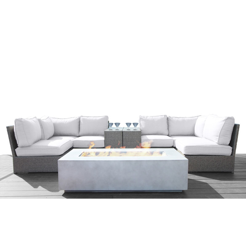 Ensemble de conversation modulaire avec coussins Sunbrella 9 pièces Denora, Mélange de gris